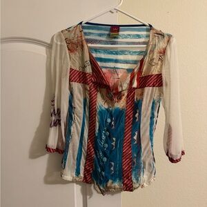 Save The Queen Multicolor Sheer Blouse